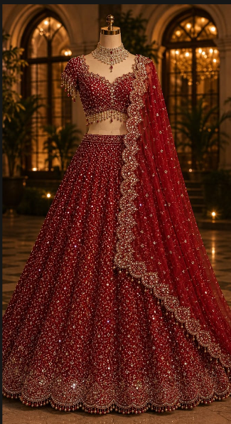 Lehenga embroidery craftsmanship by Ragyam Studio Bareilly — beadwork sample